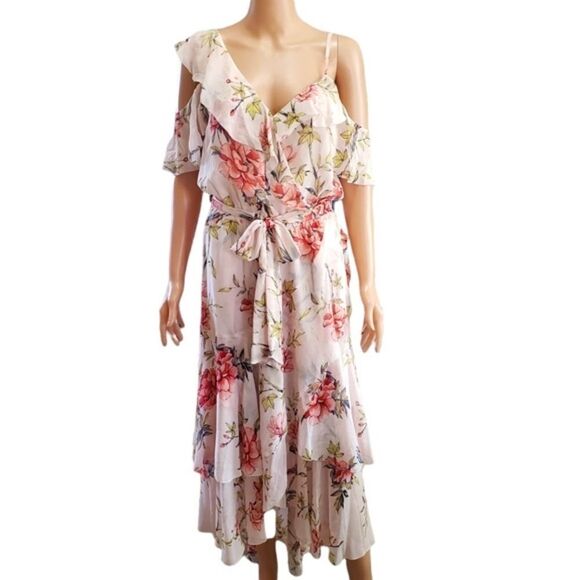 Joie Cristeta Silk Floral Cold Shoulder Maxi Dress SMALL - Picture 2 of 16